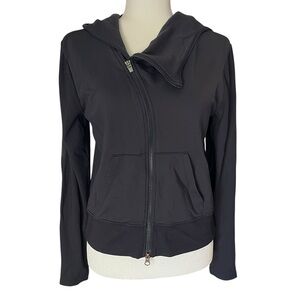 Athleta Malabar Hoodie Asymmetrical Zip Sweatshirt Navy Womens Medium
